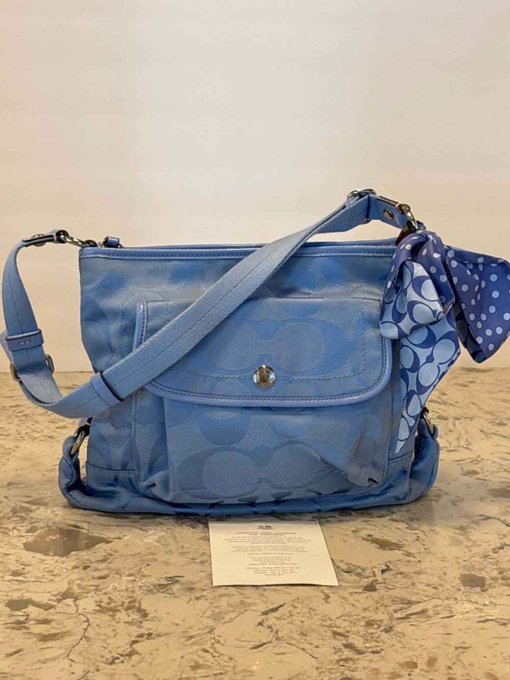 Vintage Y2K Coach Periwinkle Blue Signature Jacquard Handbag 16550
